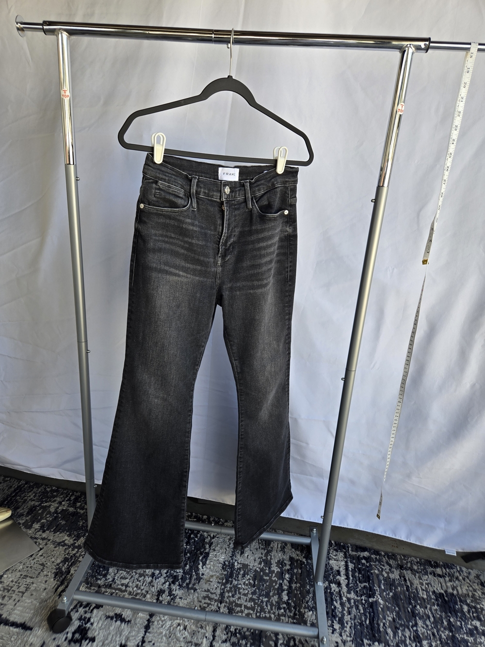 Frame LE PIXIE HIGH FLARE Denim Black Flare Jeans